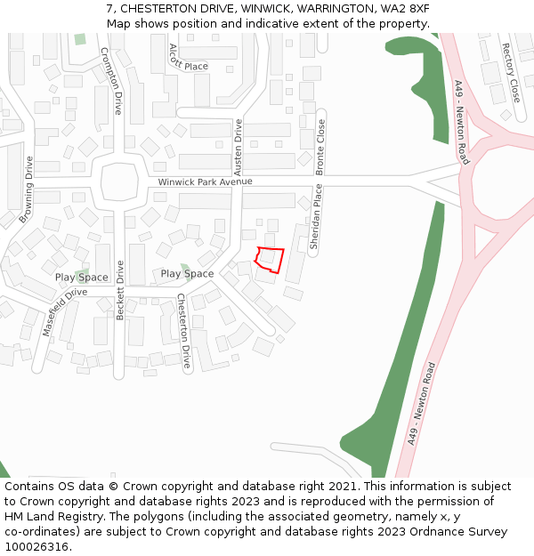 7, CHESTERTON DRIVE, WINWICK, WARRINGTON, WA2 8XF: Location map and indicative extent of plot