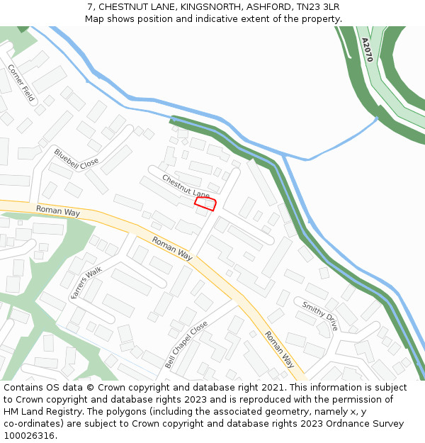 7, CHESTNUT LANE, KINGSNORTH, ASHFORD, TN23 3LR: Location map and indicative extent of plot