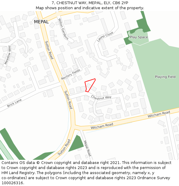 7, CHESTNUT WAY, MEPAL, ELY, CB6 2YP: Location map and indicative extent of plot