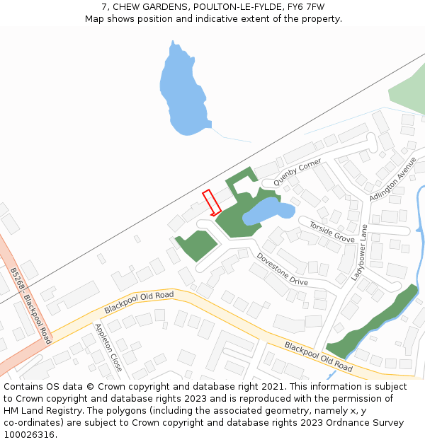 7, CHEW GARDENS, POULTON-LE-FYLDE, FY6 7FW: Location map and indicative extent of plot