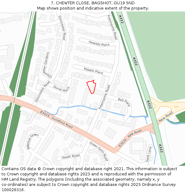 7, CHEWTER CLOSE, BAGSHOT, GU19 5ND: Location map and indicative extent of plot