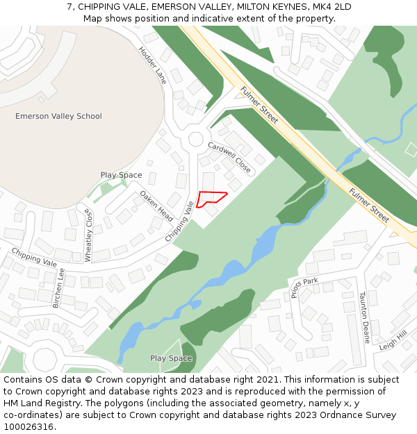 7, CHIPPING VALE, EMERSON VALLEY, MILTON KEYNES, MK4 2LD: Location map and indicative extent of plot