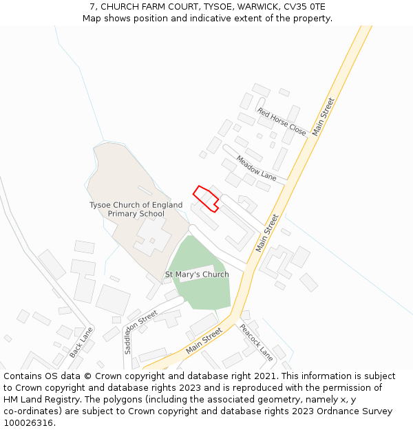 7, CHURCH FARM COURT, TYSOE, WARWICK, CV35 0TE: Location map and indicative extent of plot