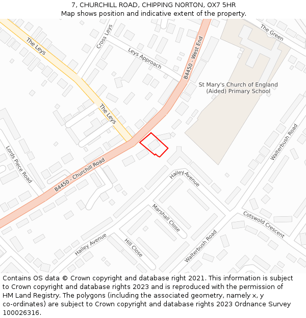 7, CHURCHILL ROAD, CHIPPING NORTON, OX7 5HR: Location map and indicative extent of plot