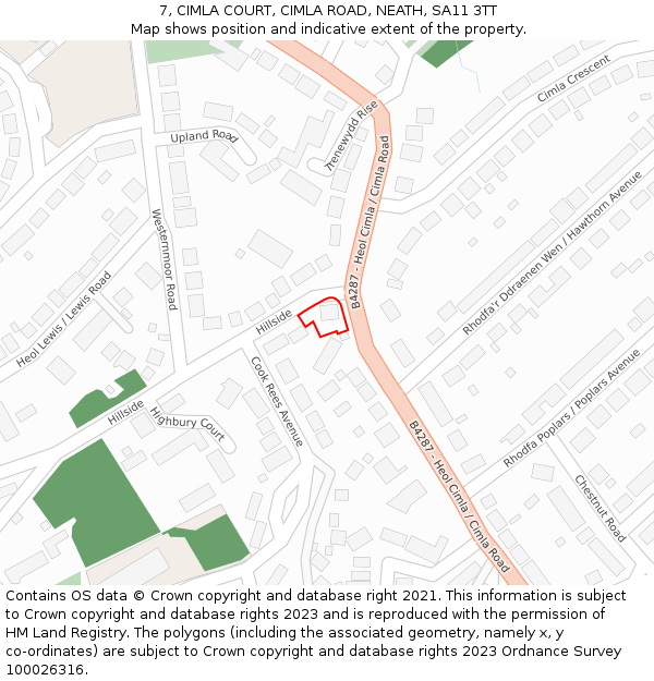 7, CIMLA COURT, CIMLA ROAD, NEATH, SA11 3TT: Location map and indicative extent of plot