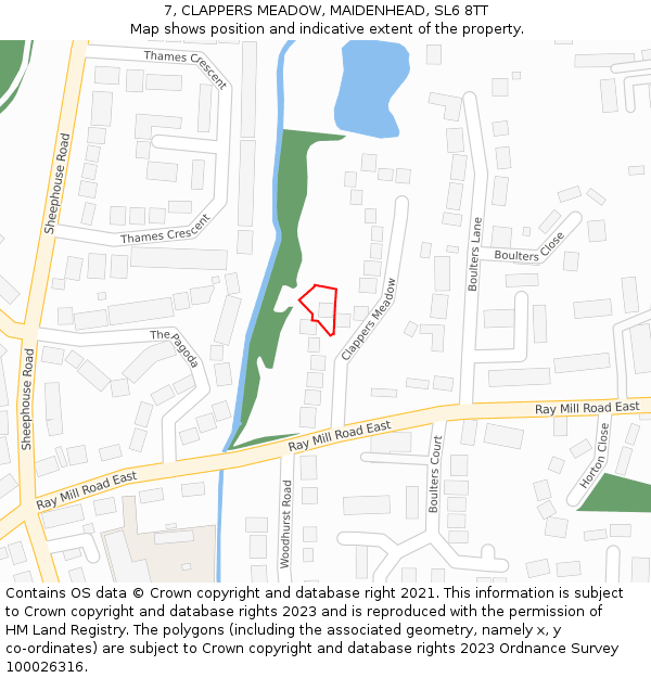 7, CLAPPERS MEADOW, MAIDENHEAD, SL6 8TT: Location map and indicative extent of plot