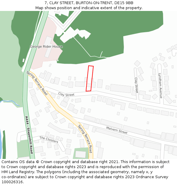7, CLAY STREET, BURTON-ON-TRENT, DE15 9BB: Location map and indicative extent of plot