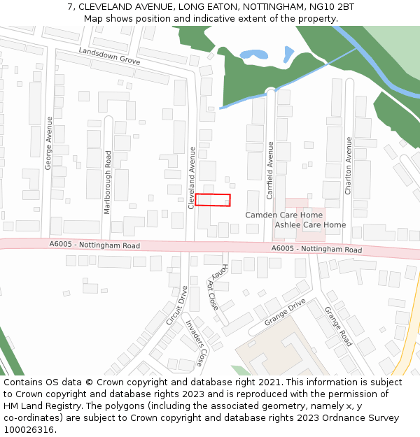 7, CLEVELAND AVENUE, LONG EATON, NOTTINGHAM, NG10 2BT: Location map and indicative extent of plot