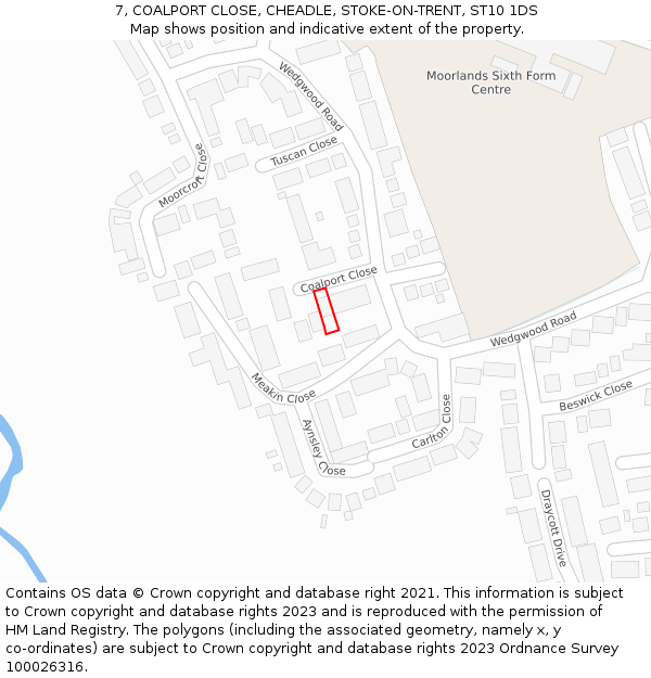 7, COALPORT CLOSE, CHEADLE, STOKE-ON-TRENT, ST10 1DS: Location map and indicative extent of plot