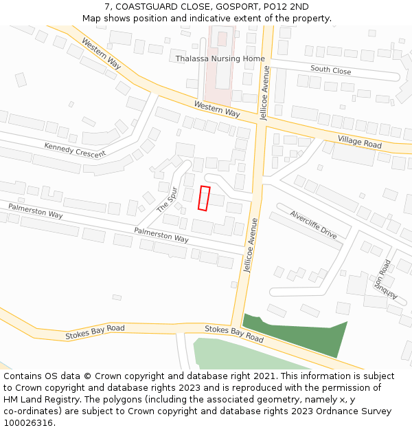 7, COASTGUARD CLOSE, GOSPORT, PO12 2ND: Location map and indicative extent of plot