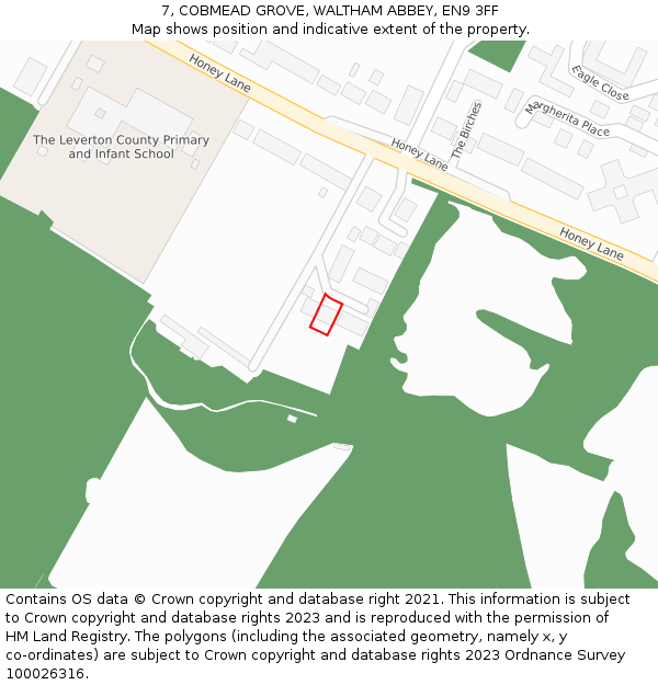 7, COBMEAD GROVE, WALTHAM ABBEY, EN9 3FF: Location map and indicative extent of plot
