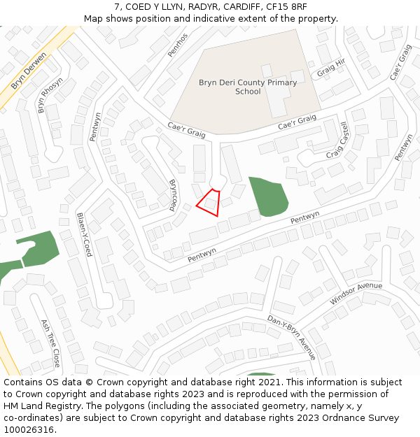 7, COED Y LLYN, RADYR, CARDIFF, CF15 8RF: Location map and indicative extent of plot