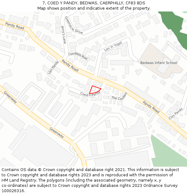 7, COED Y PANDY, BEDWAS, CAERPHILLY, CF83 8DS: Location map and indicative extent of plot