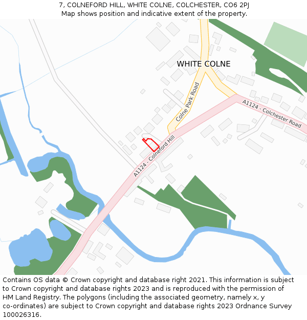 7, COLNEFORD HILL, WHITE COLNE, COLCHESTER, CO6 2PJ: Location map and indicative extent of plot