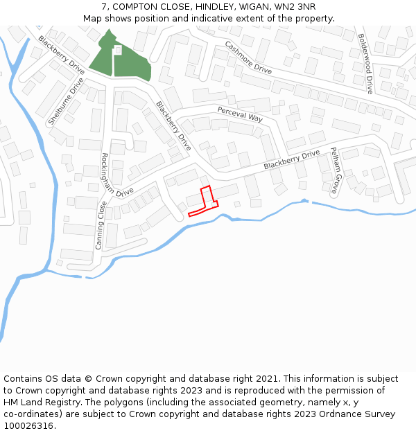 7, COMPTON CLOSE, HINDLEY, WIGAN, WN2 3NR: Location map and indicative extent of plot