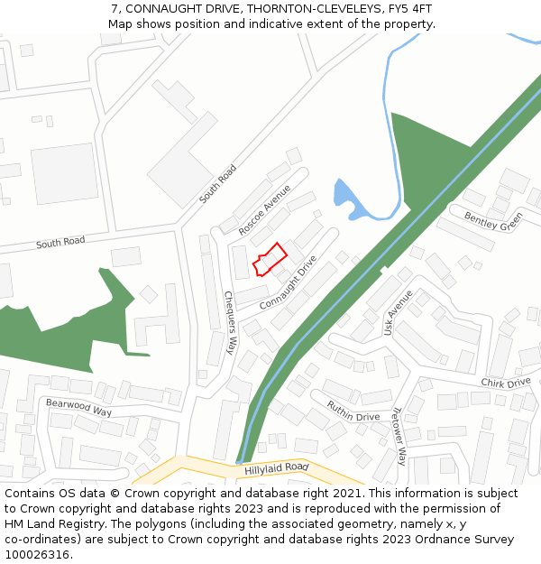 7, CONNAUGHT DRIVE, THORNTON-CLEVELEYS, FY5 4FT: Location map and indicative extent of plot