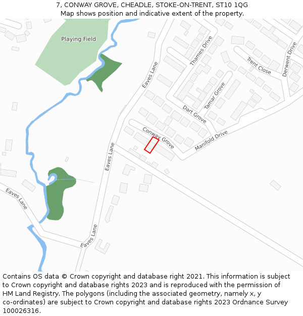 7, CONWAY GROVE, CHEADLE, STOKE-ON-TRENT, ST10 1QG: Location map and indicative extent of plot