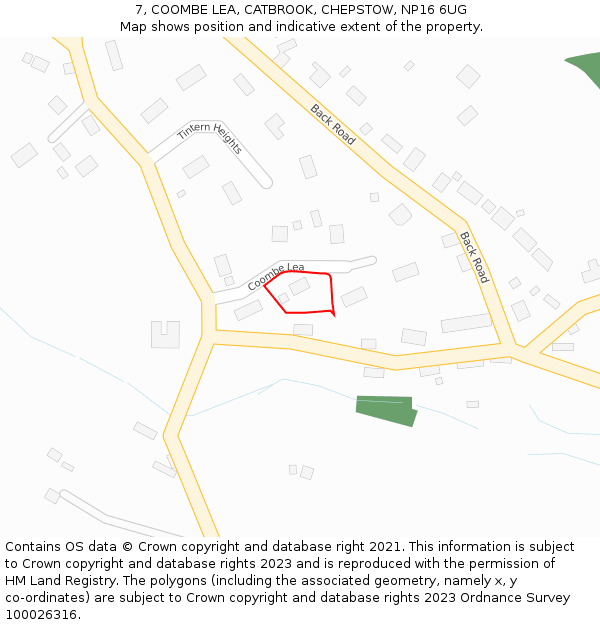 7, COOMBE LEA, CATBROOK, CHEPSTOW, NP16 6UG: Location map and indicative extent of plot