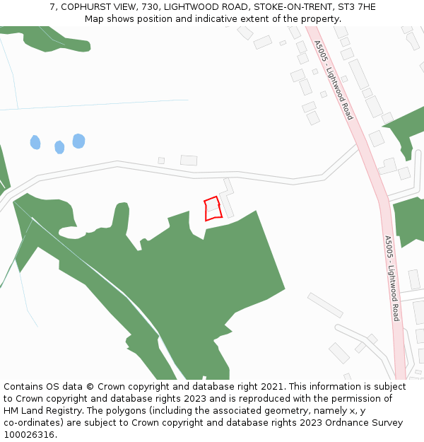 7, COPHURST VIEW, 730, LIGHTWOOD ROAD, STOKE-ON-TRENT, ST3 7HE: Location map and indicative extent of plot