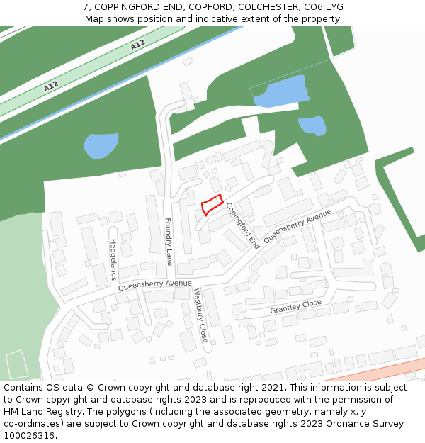 7, COPPINGFORD END, COPFORD, COLCHESTER, CO6 1YG: Location map and indicative extent of plot