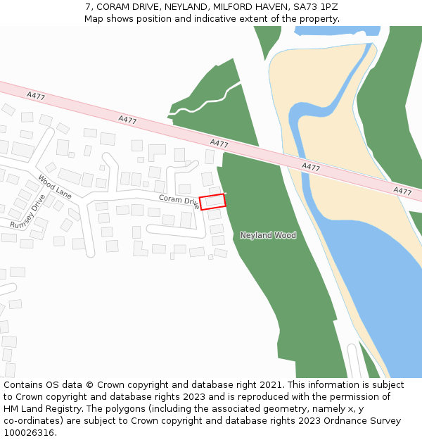 7, CORAM DRIVE, NEYLAND, MILFORD HAVEN, SA73 1PZ: Location map and indicative extent of plot