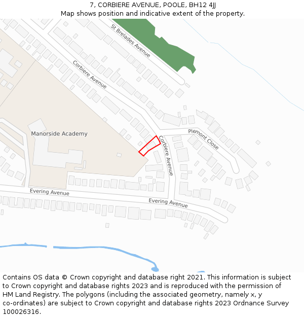 7, CORBIERE AVENUE, POOLE, BH12 4JJ: Location map and indicative extent of plot