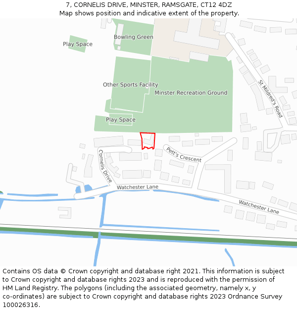 7, CORNELIS DRIVE, MINSTER, RAMSGATE, CT12 4DZ: Location map and indicative extent of plot