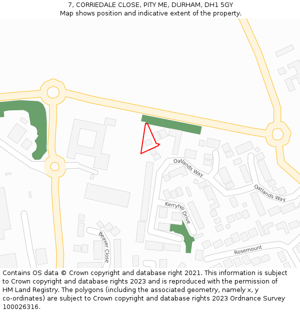 7, CORRIEDALE CLOSE, PITY ME, DURHAM, DH1 5GY: Location map and indicative extent of plot