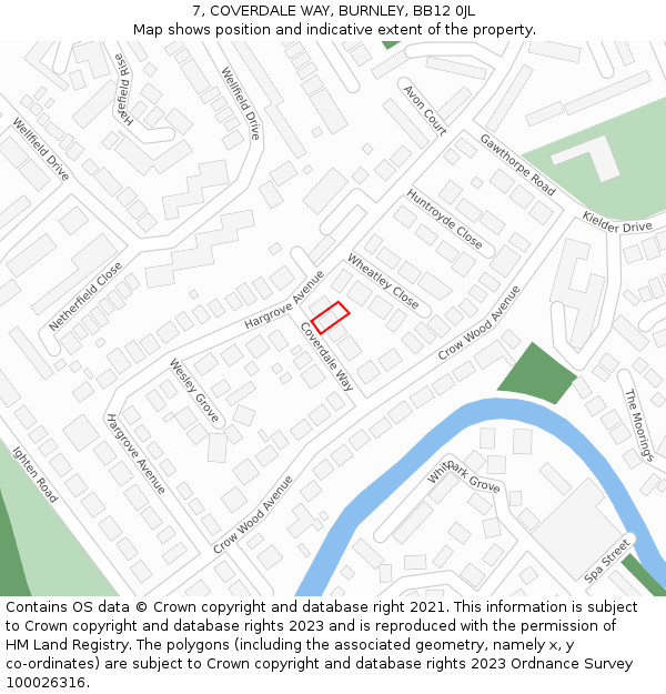 7, COVERDALE WAY, BURNLEY, BB12 0JL: Location map and indicative extent of plot