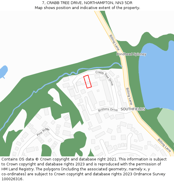 7, CRABB TREE DRIVE, NORTHAMPTON, NN3 5DR: Location map and indicative extent of plot