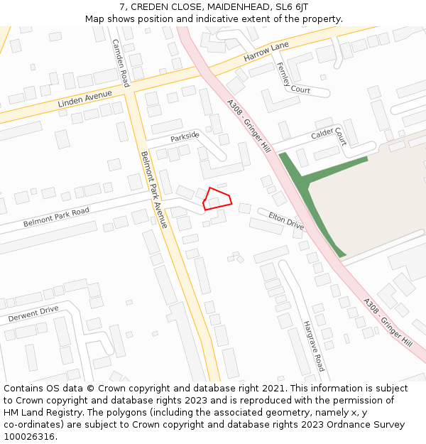 7, CREDEN CLOSE, MAIDENHEAD, SL6 6JT: Location map and indicative extent of plot