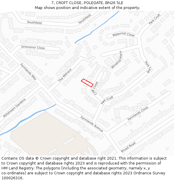 7, CROFT CLOSE, POLEGATE, BN26 5LE: Location map and indicative extent of plot