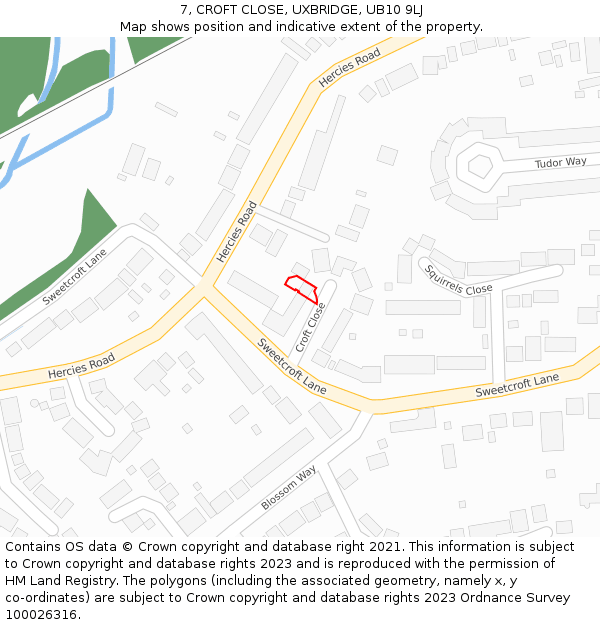 7, CROFT CLOSE, UXBRIDGE, UB10 9LJ: Location map and indicative extent of plot