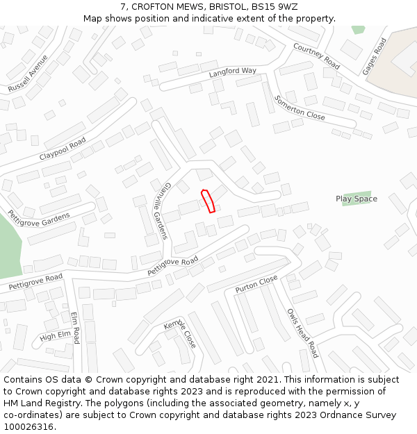 7, CROFTON MEWS, BRISTOL, BS15 9WZ: Location map and indicative extent of plot