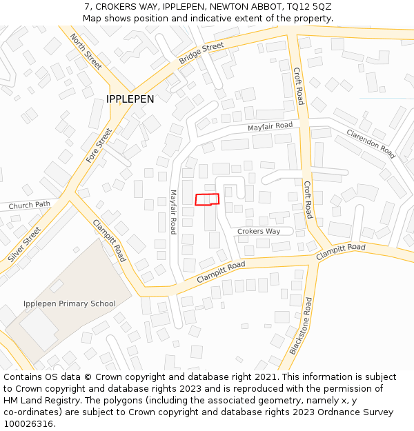 7, CROKERS WAY, IPPLEPEN, NEWTON ABBOT, TQ12 5QZ: Location map and indicative extent of plot