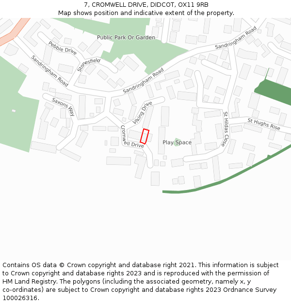 7, CROMWELL DRIVE, DIDCOT, OX11 9RB: Location map and indicative extent of plot