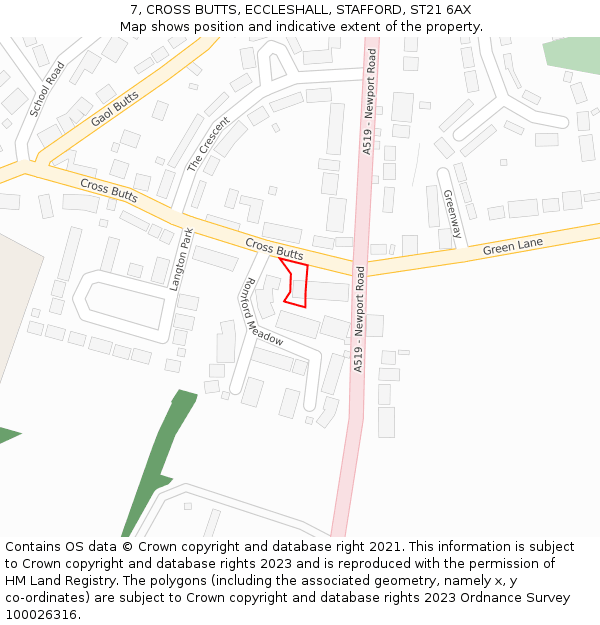 7, CROSS BUTTS, ECCLESHALL, STAFFORD, ST21 6AX: Location map and indicative extent of plot