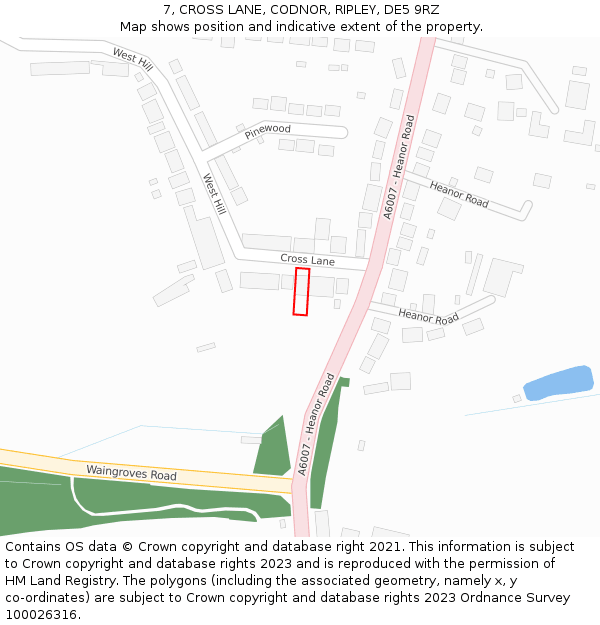 7, CROSS LANE, CODNOR, RIPLEY, DE5 9RZ: Location map and indicative extent of plot