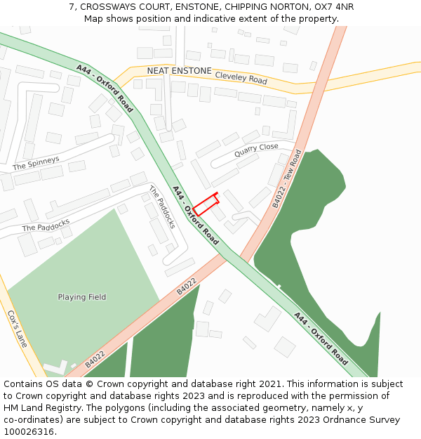 7, CROSSWAYS COURT, ENSTONE, CHIPPING NORTON, OX7 4NR: Location map and indicative extent of plot