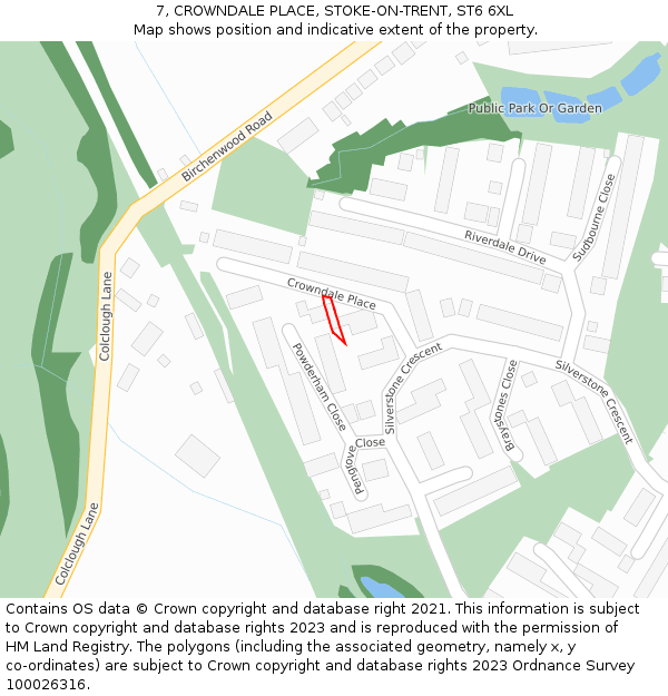 7, CROWNDALE PLACE, STOKE-ON-TRENT, ST6 6XL: Location map and indicative extent of plot