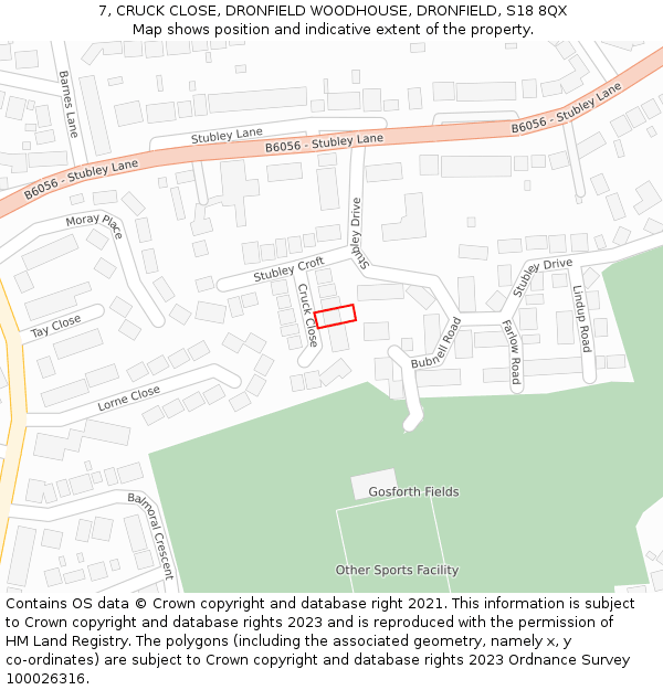 7, CRUCK CLOSE, DRONFIELD WOODHOUSE, DRONFIELD, S18 8QX: Location map and indicative extent of plot