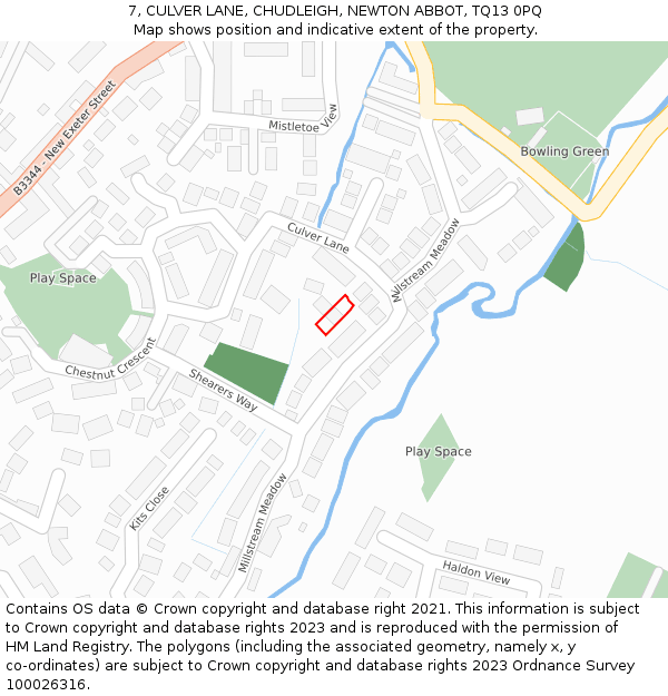 7, CULVER LANE, CHUDLEIGH, NEWTON ABBOT, TQ13 0PQ: Location map and indicative extent of plot