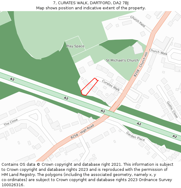 7, CURATES WALK, DARTFORD, DA2 7BJ: Location map and indicative extent of plot