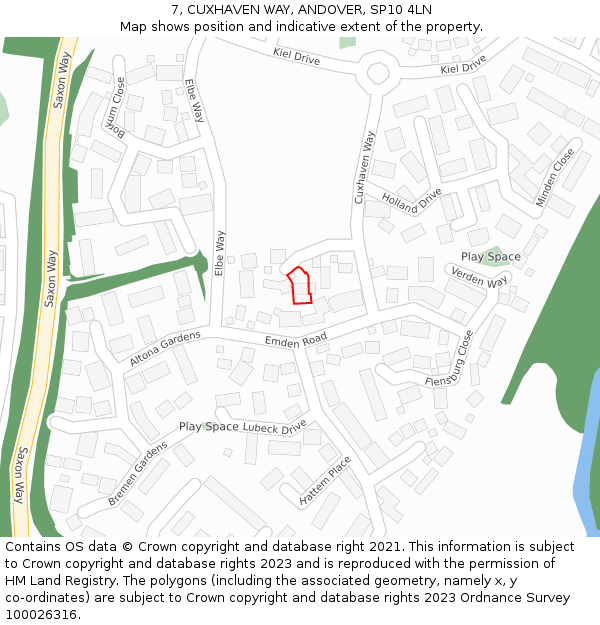 7, CUXHAVEN WAY, ANDOVER, SP10 4LN: Location map and indicative extent of plot