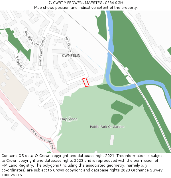 7, CWRT Y FEDWEN, MAESTEG, CF34 9GH: Location map and indicative extent of plot