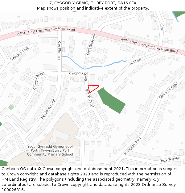 7, CYSGOD Y GRAIG, BURRY PORT, SA16 0FX: Location map and indicative extent of plot