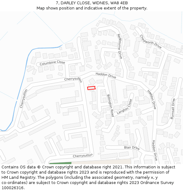 7, DARLEY CLOSE, WIDNES, WA8 4EB: Location map and indicative extent of plot