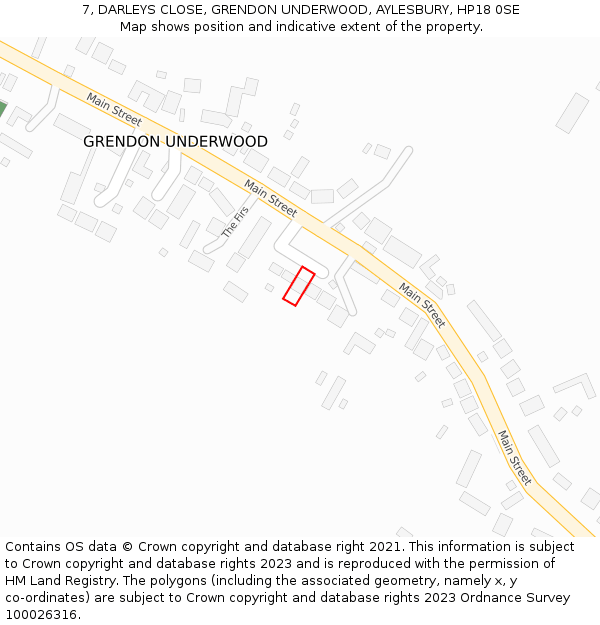 7, DARLEYS CLOSE, GRENDON UNDERWOOD, AYLESBURY, HP18 0SE: Location map and indicative extent of plot