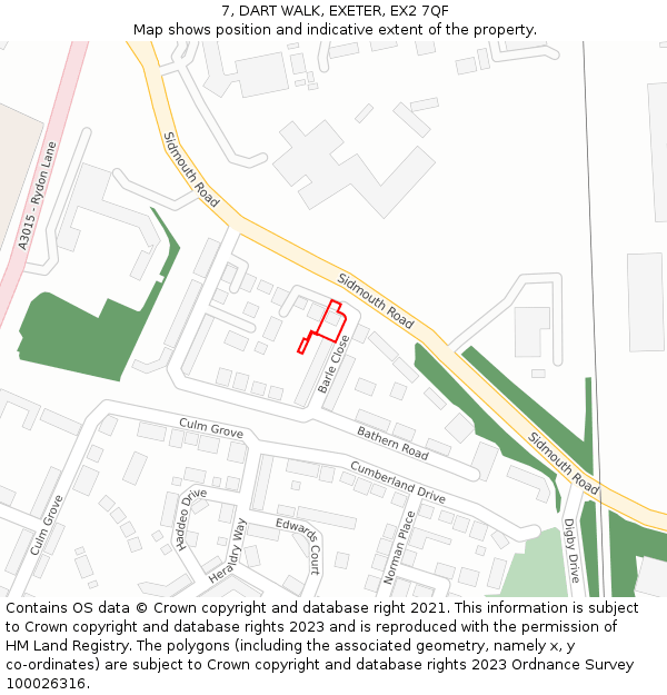 7, DART WALK, EXETER, EX2 7QF: Location map and indicative extent of plot