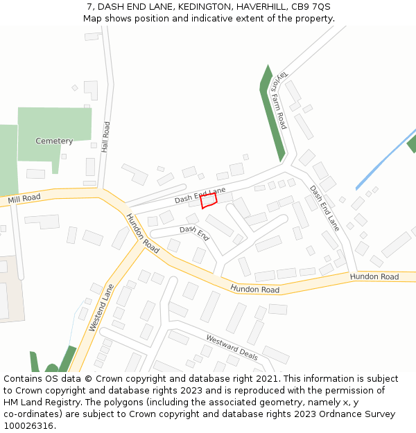 7, DASH END LANE, KEDINGTON, HAVERHILL, CB9 7QS: Location map and indicative extent of plot